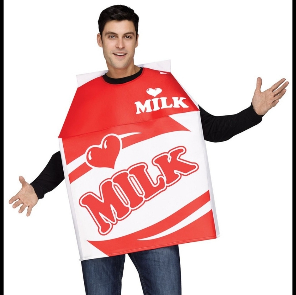 Spirit Halloween Red and White Milk Cartoon Graphic Costume OS
